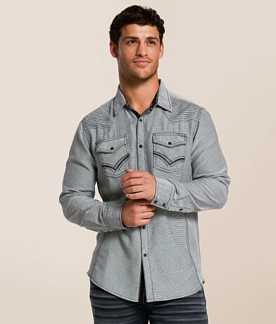 Buckle Black Textured Standard Shirt front view