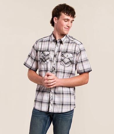 buckle dress shirts Buckle Black Men's Cotton Embroidered Standard Stretch Shirt in Teal/Turquoise