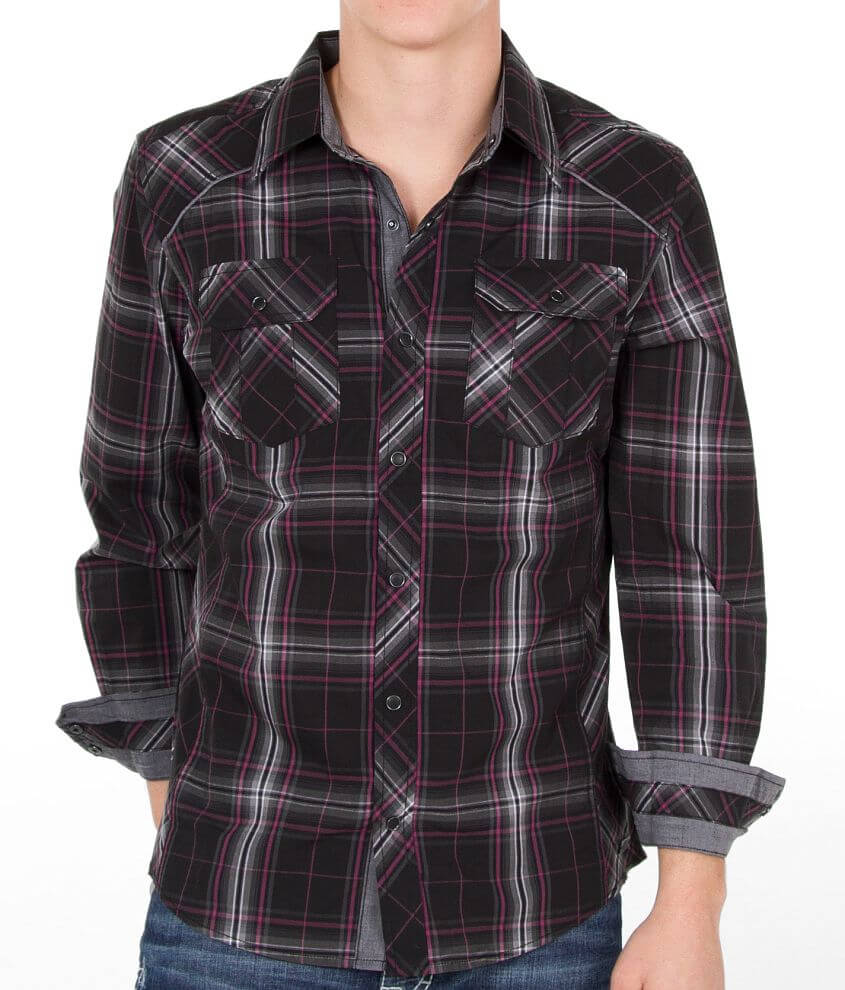 Buckle Black Polished Looking Shirt front view