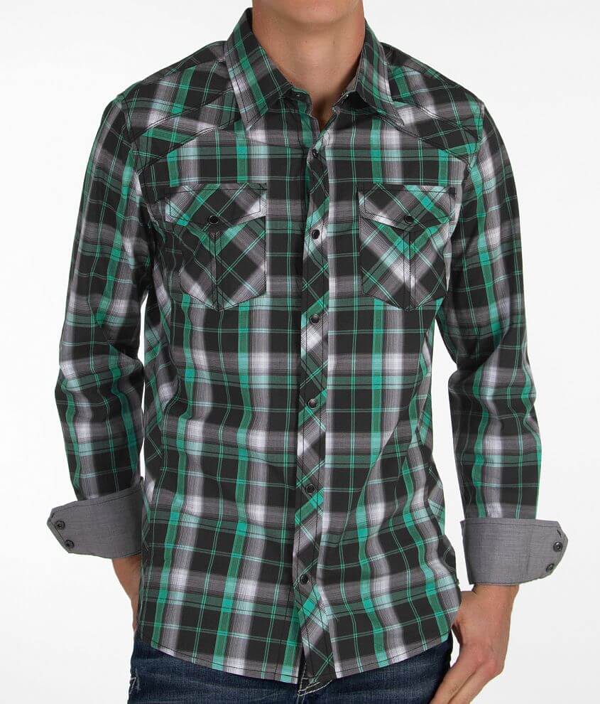 Buckle Black Polished Catch Stretch Shirt front view