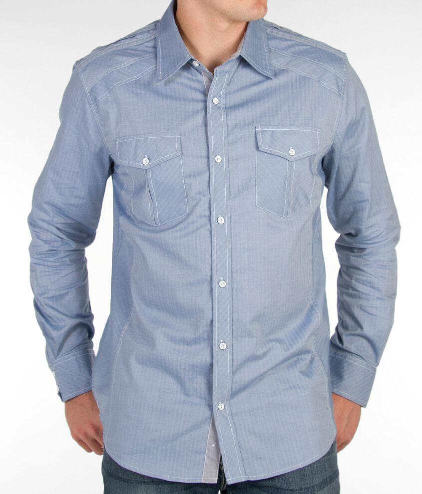 Buckle Black Polished Fixing Shirt Men's Shirts in Blue Steel Buckle
