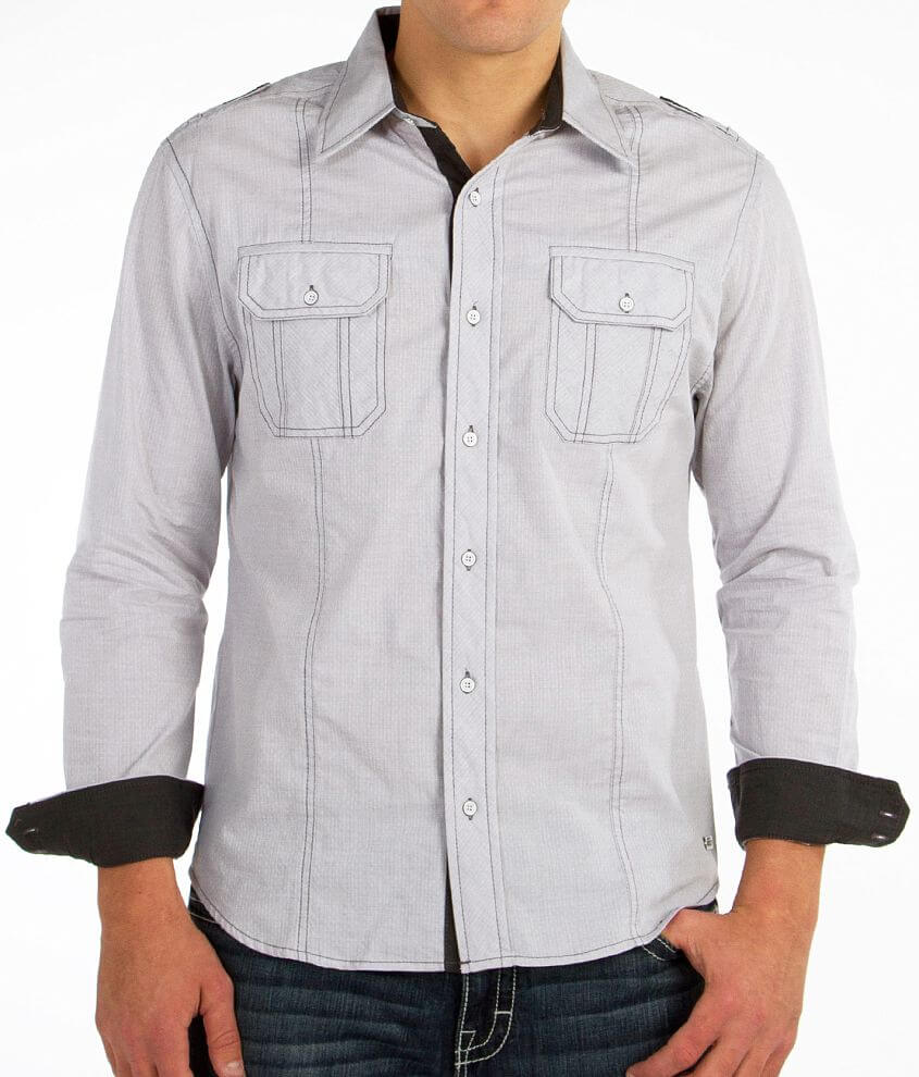 Buckle Black Polished Back Shirt Men's Shirts in Light Grey Buckle