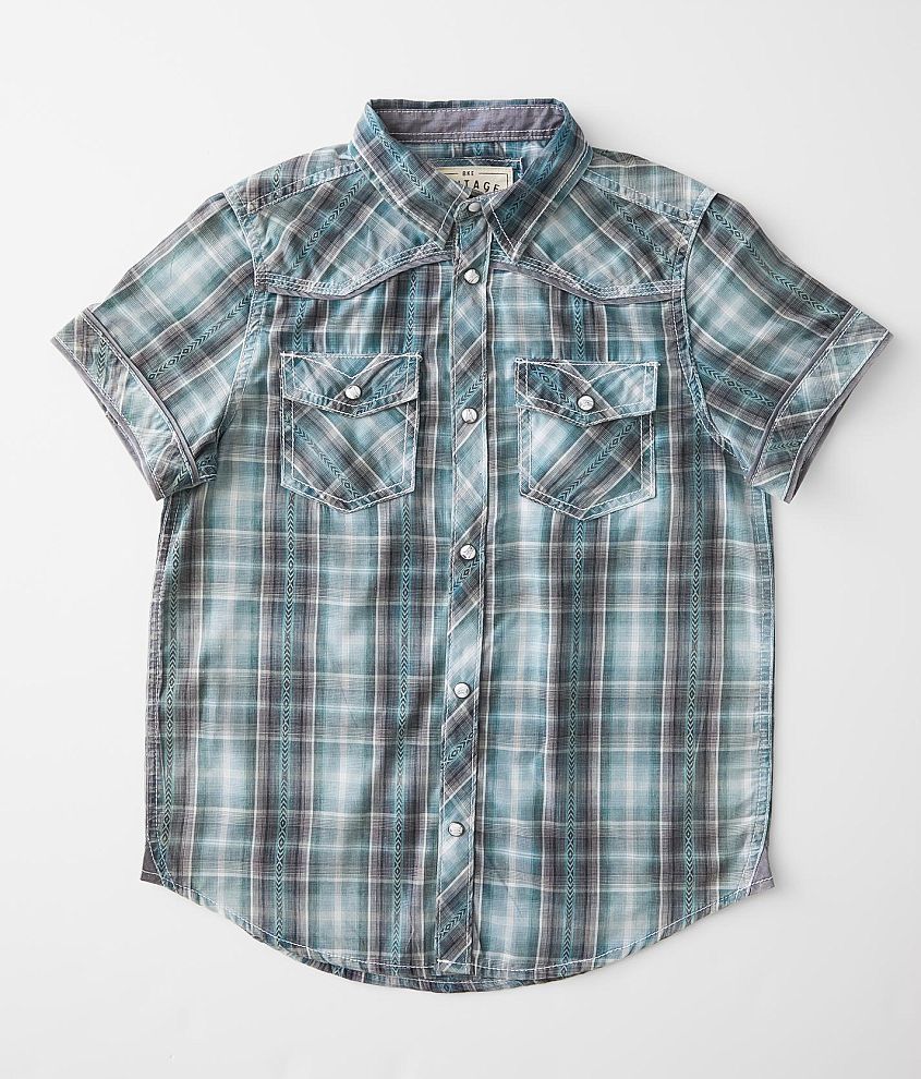 Boys - BKE Vintage Plaid Shirt front view