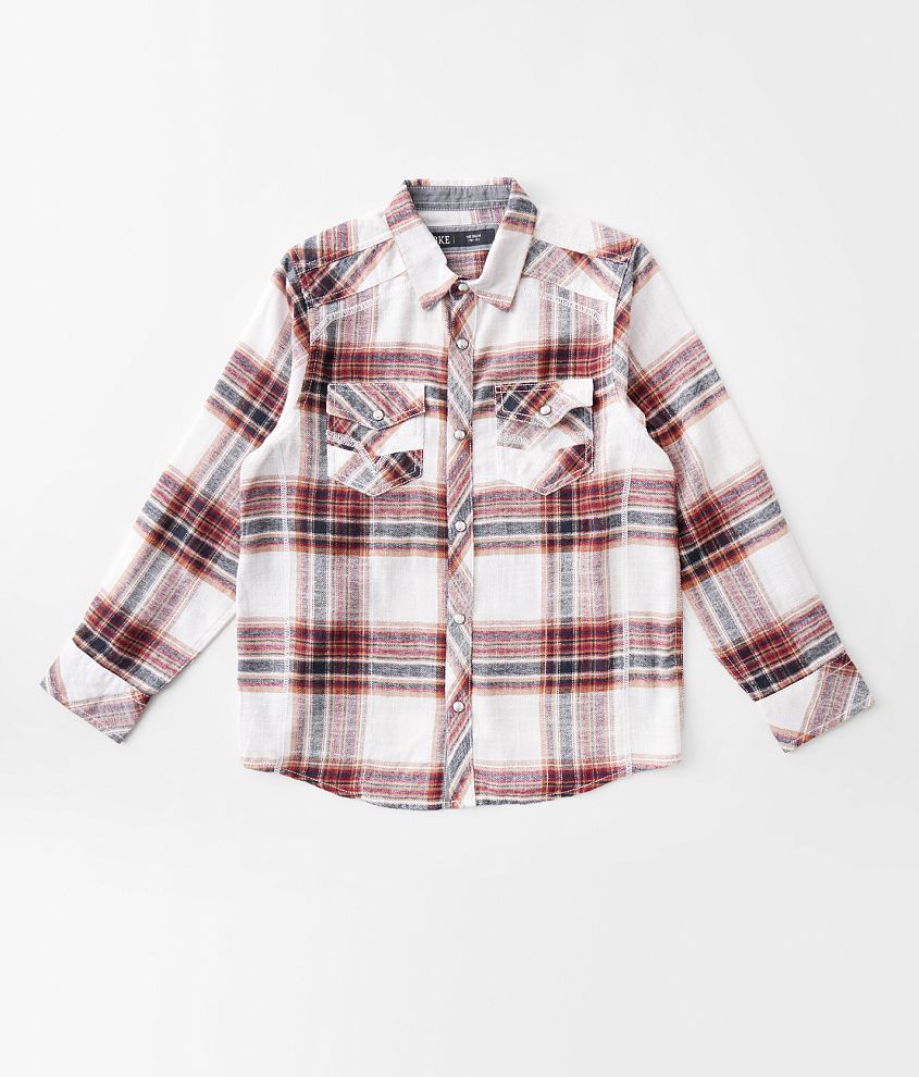 Boys - BKE Brushed Plaid Shirt front view