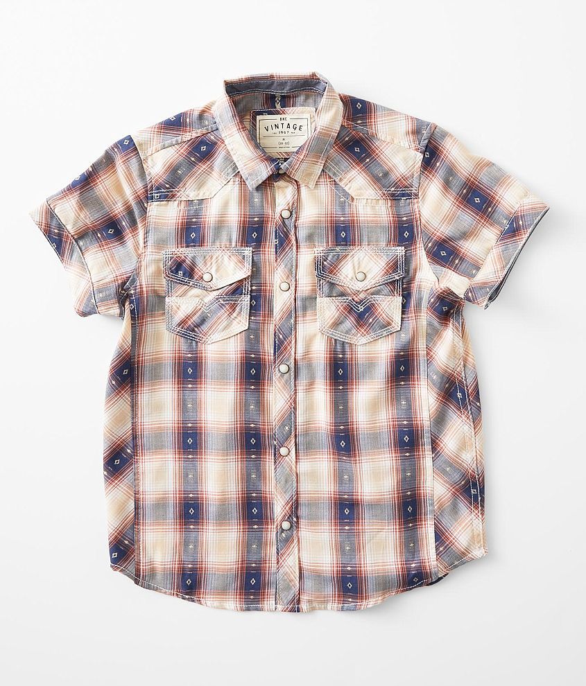 Boys - BKE Vintage Plaid Shirt front view