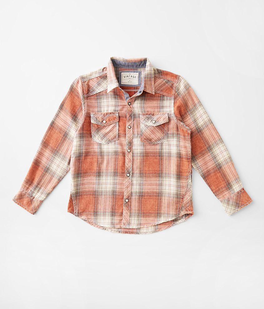 Boys - BKE Vintage Plaid Shirt front view