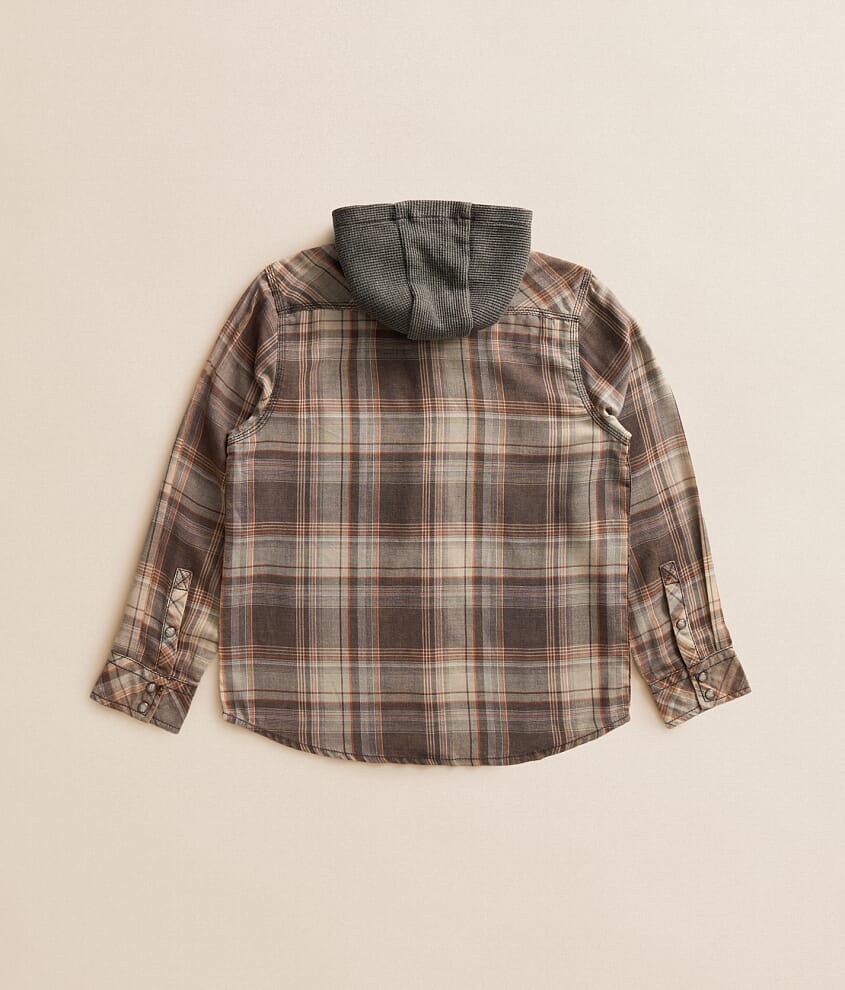 Boys - Plaid Hooded Shirt