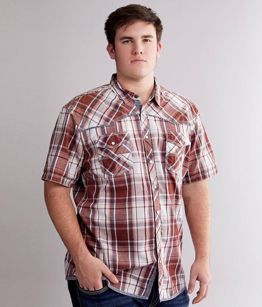 BKE Vintage Washed Plaid Shirt - Big & Tall front view