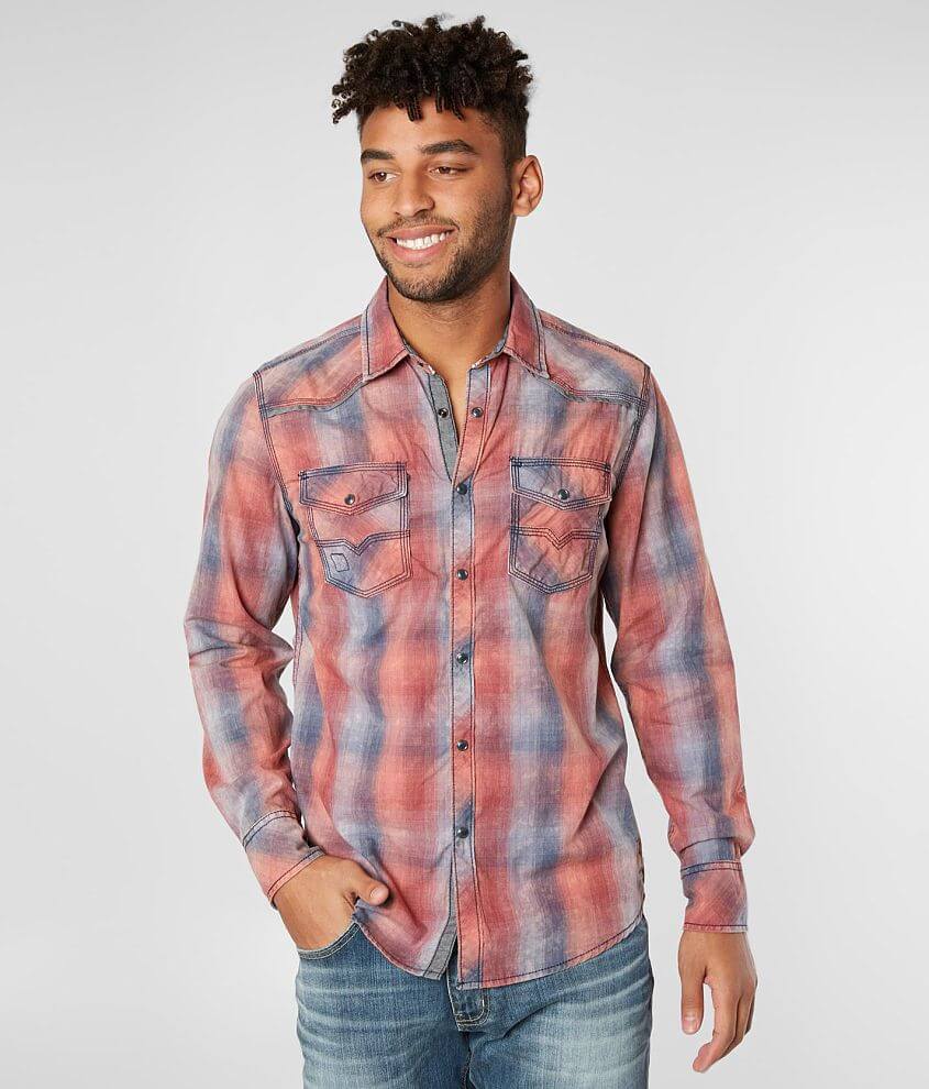 BKE Vintage Washed Standard Shirt - Men's Shirts in Mauve Navy | Buckle