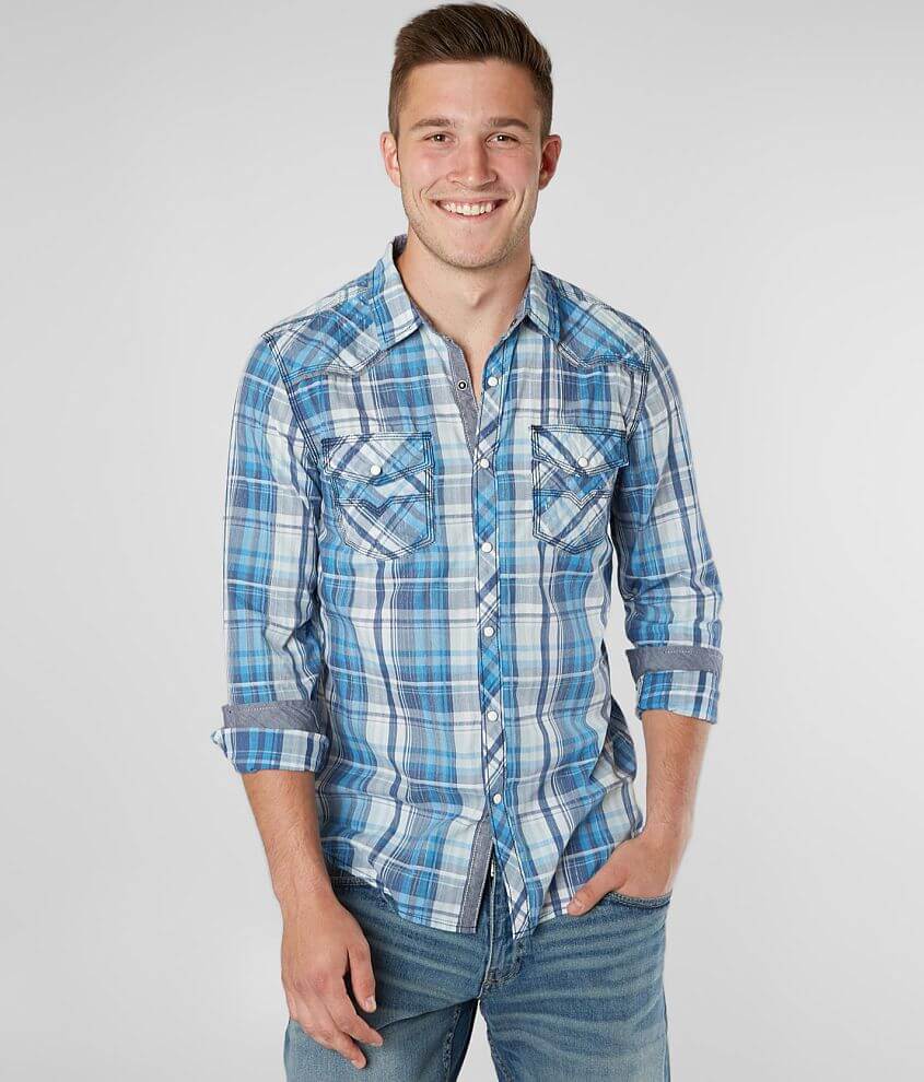 BKE Vintage Plaid Standard Shirt front view