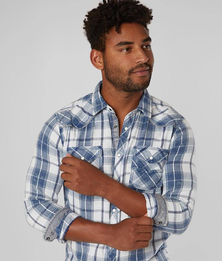 BKE Vintage Brushed Plaid Tailored Shirt front view