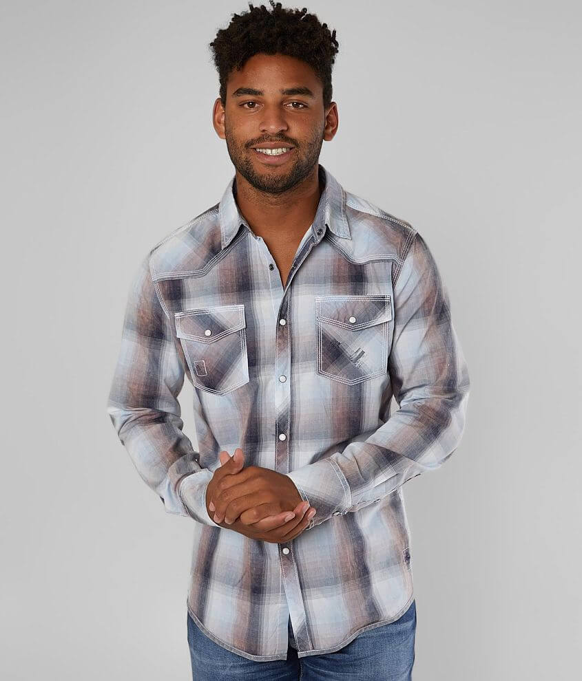 BKE Vintage Plaid Athletic Shirt - Men's Shirts in Navy Purple | Buckle