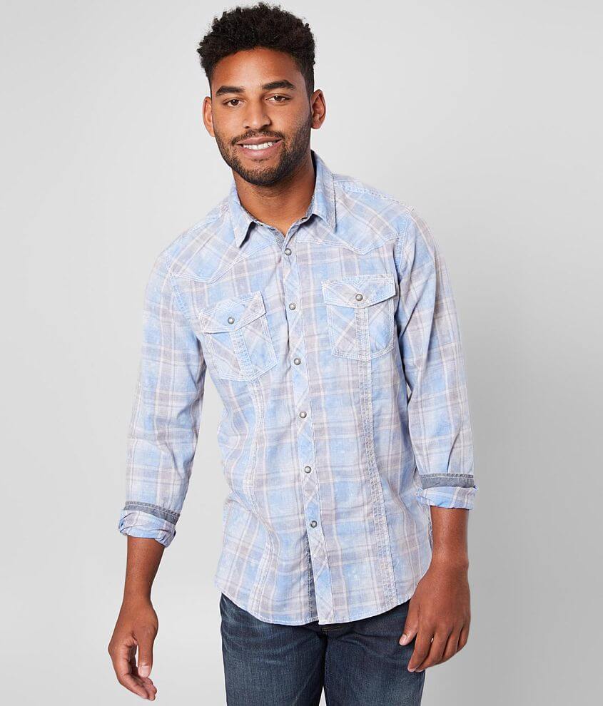 BKE Vintage Washed Plaid Athletic Shirt front view