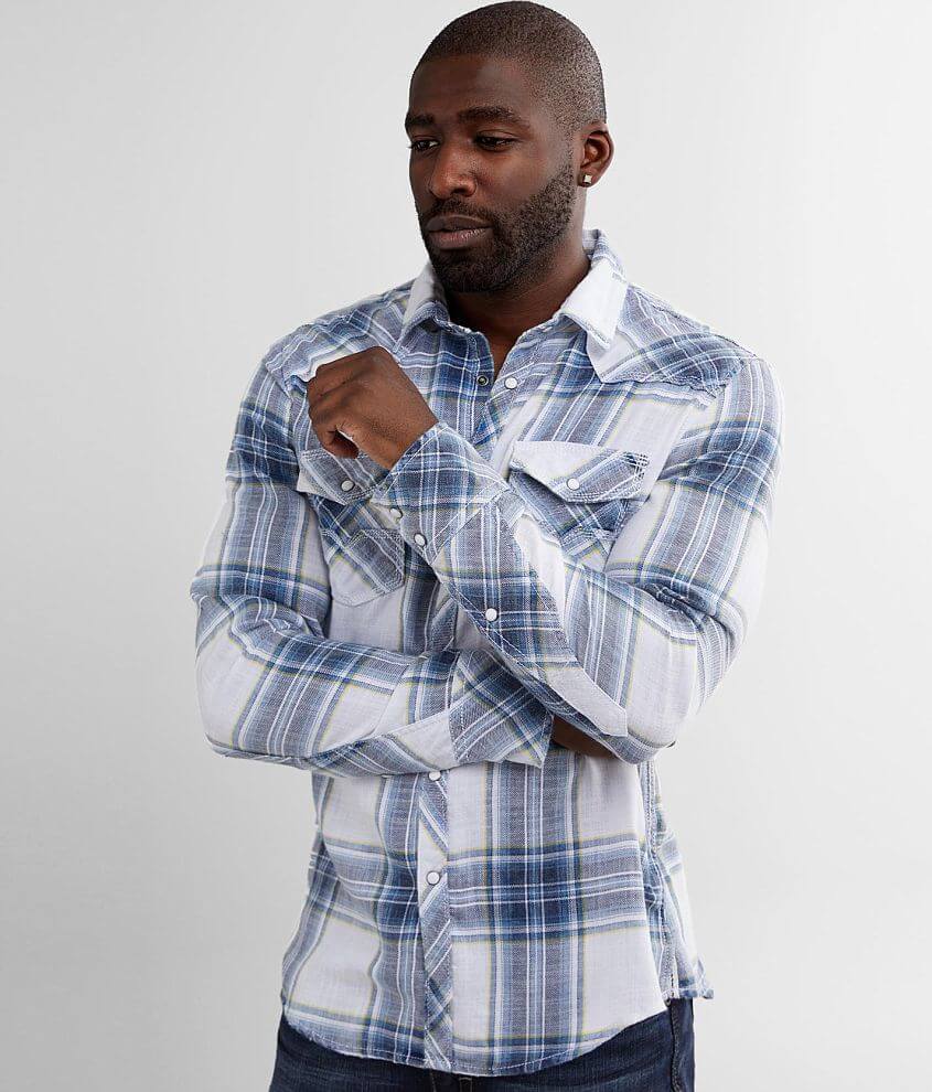 BKE Vintage Brushed Plaid Athletic Shirt front view
