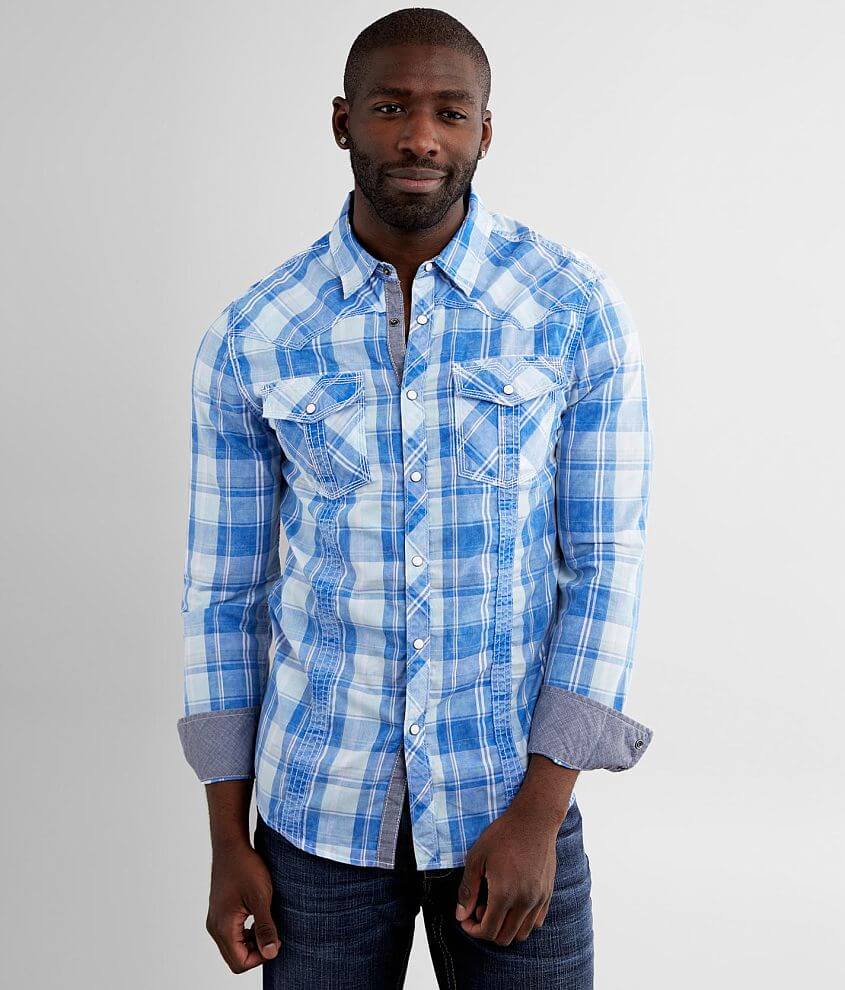 BKE Vintage Plaid Tailored Shirt front view