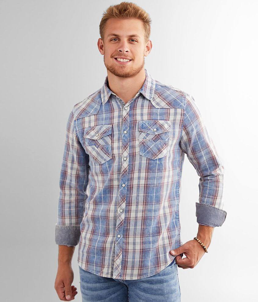 BKE Vintage Plaid Standard Shirt - Men's Shirts in Blue Plum | Buckle