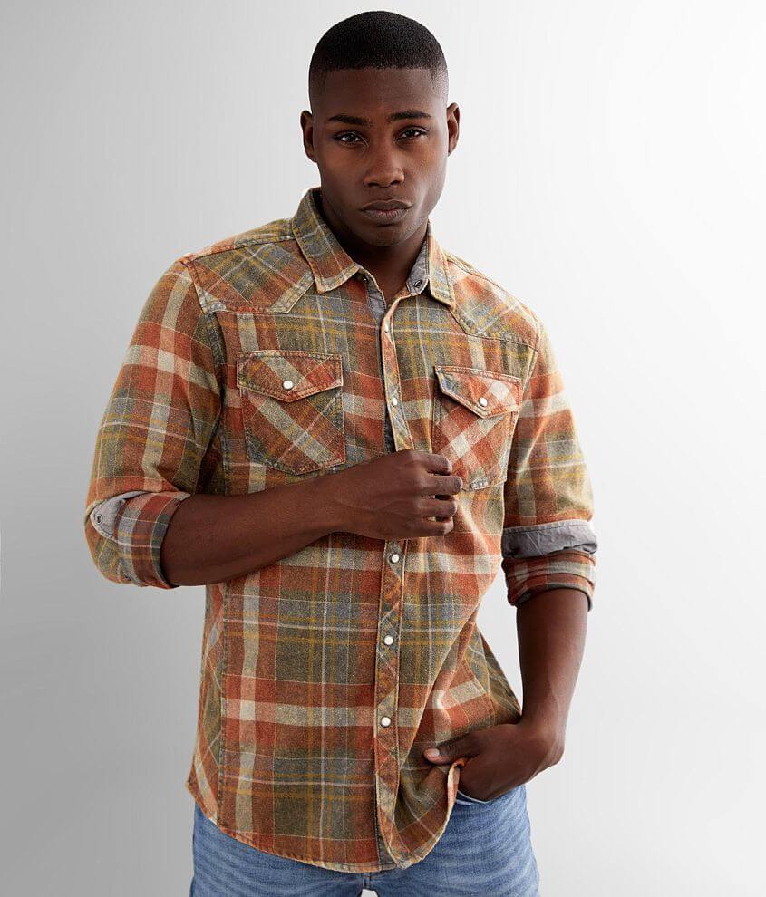 Image of BKE Vintage Plaid Athletic Flannel Shirt