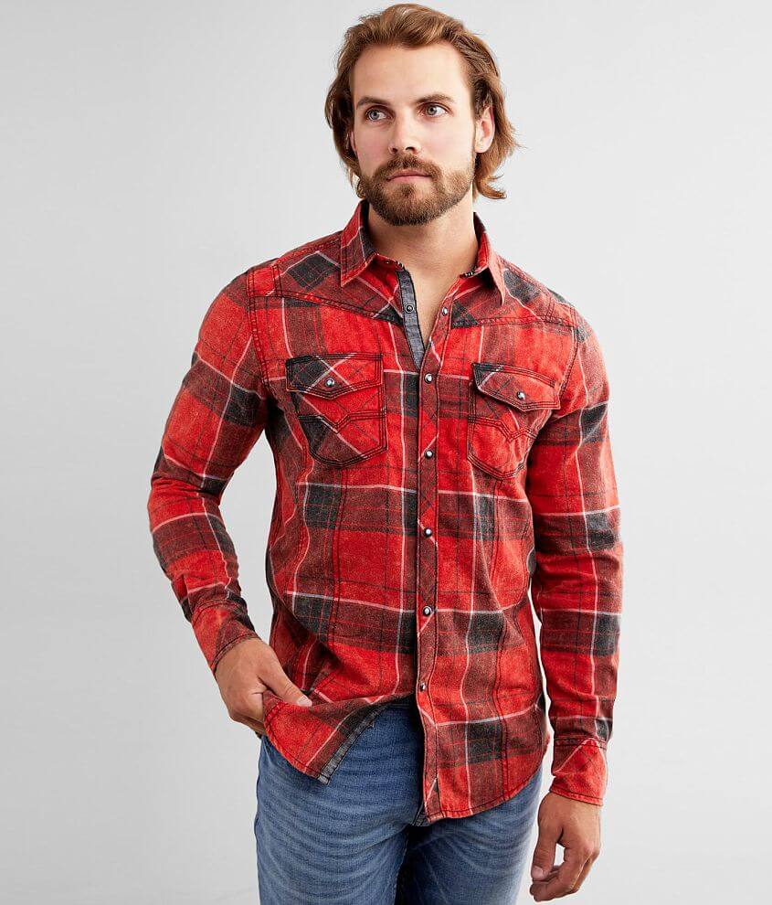 BKE Vintage Plaid Standard Shirt front view