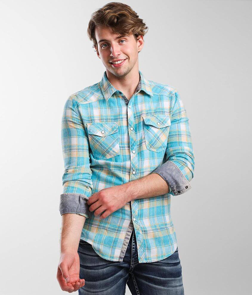 Teal flannel shirt sale