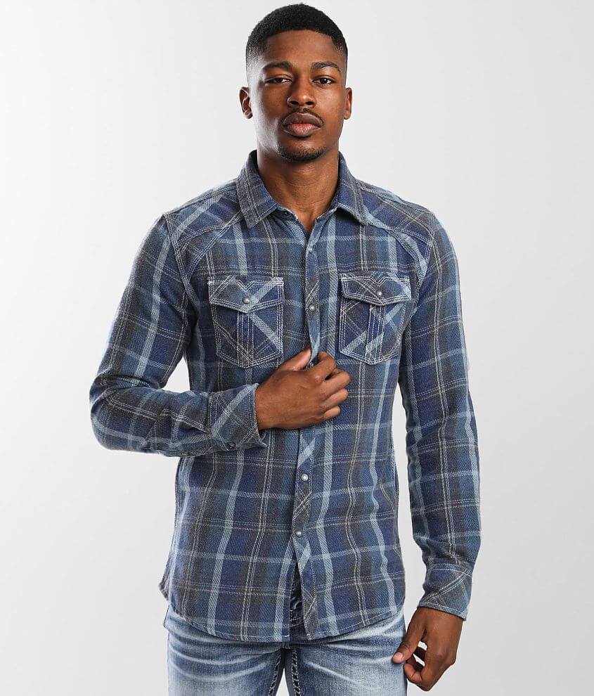 BKE Vintage Flannel Tailored Shirt - Men's Shirts in Blue Grey | Buckle