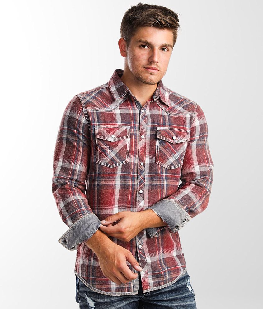 BKE Vintage Plaid Standard Shirt - Men's Shirts in Red Navy | Buckle