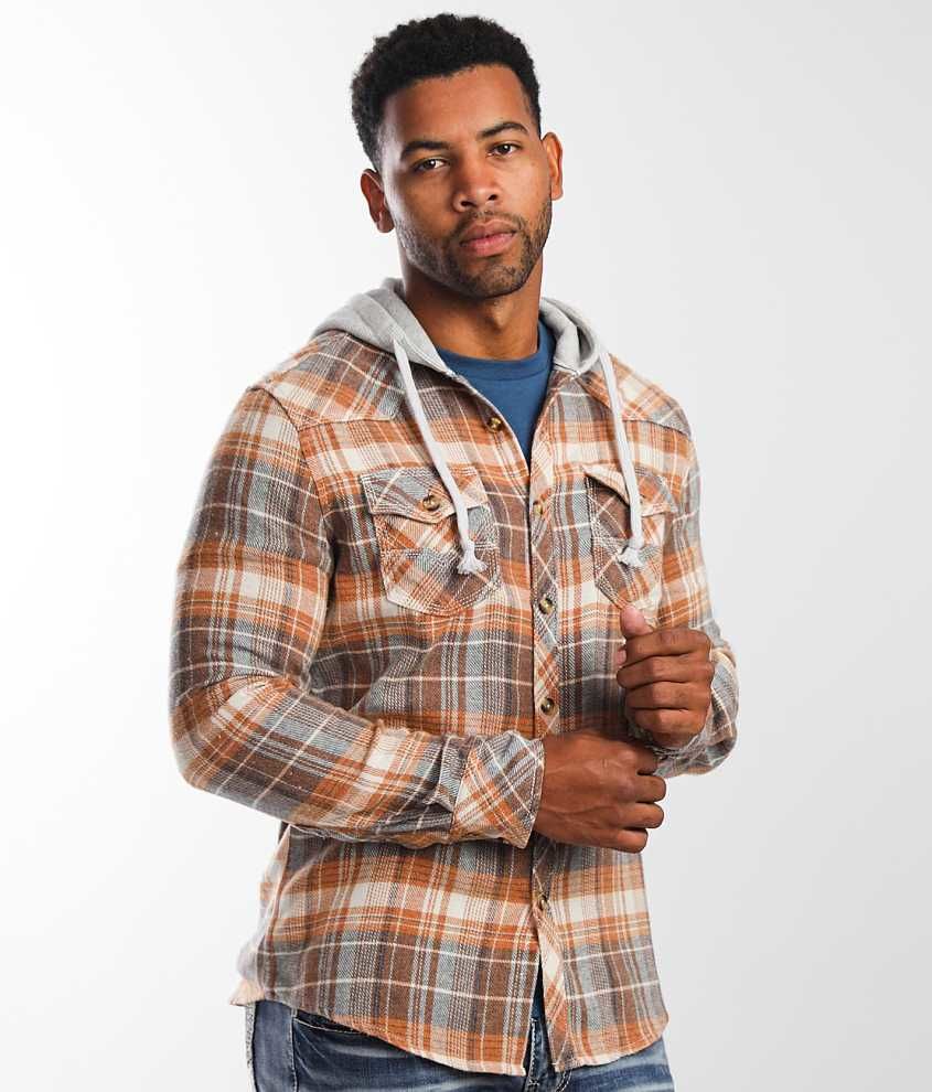 BKE Vintage Plaid Hooded Athletic Shirt front view