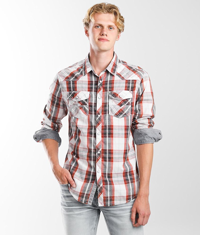 BKE Plaid Athletic Flannel Shirt - Men's Shirts in Red