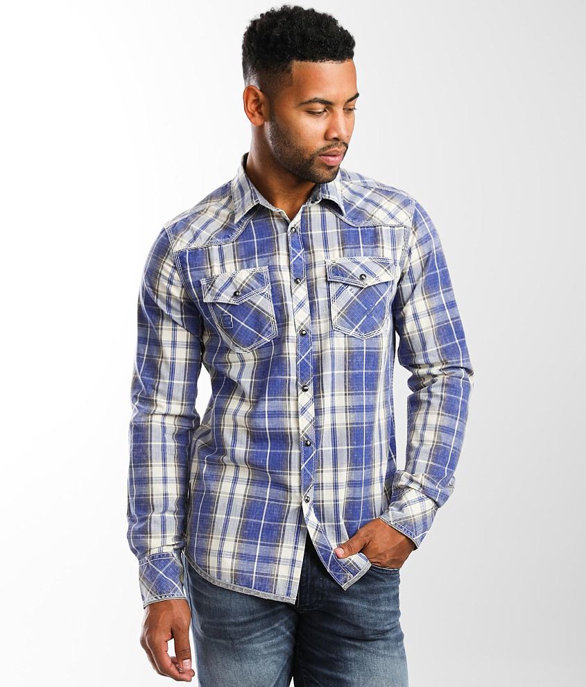 BKE Vintage Washed Plaid Athletic Shirt front view