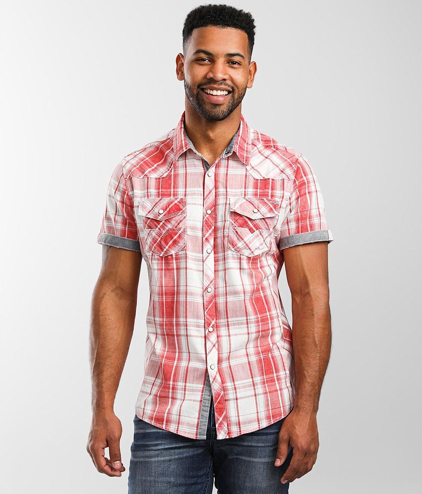 BKE Plaid Athletic Flannel Shirt - Men's Shirts in Red