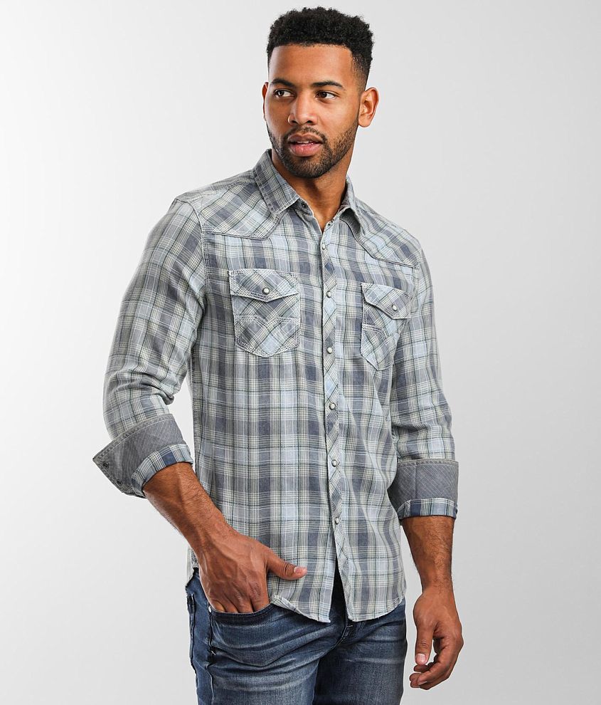 BKE Vintage Plaid Standard Shirt front view