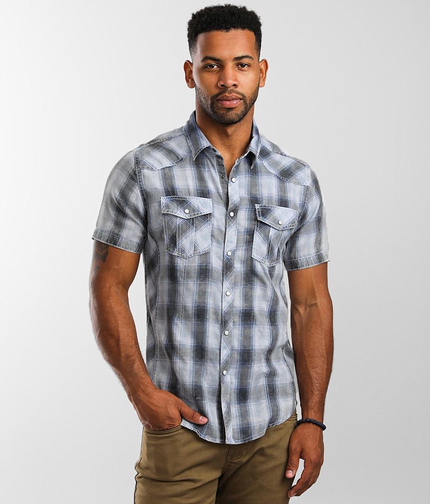 BKE Vintage Plaid Standard Shirt front view