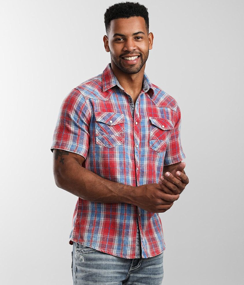 BKE Vintage Plaid Athletic Shirt front view