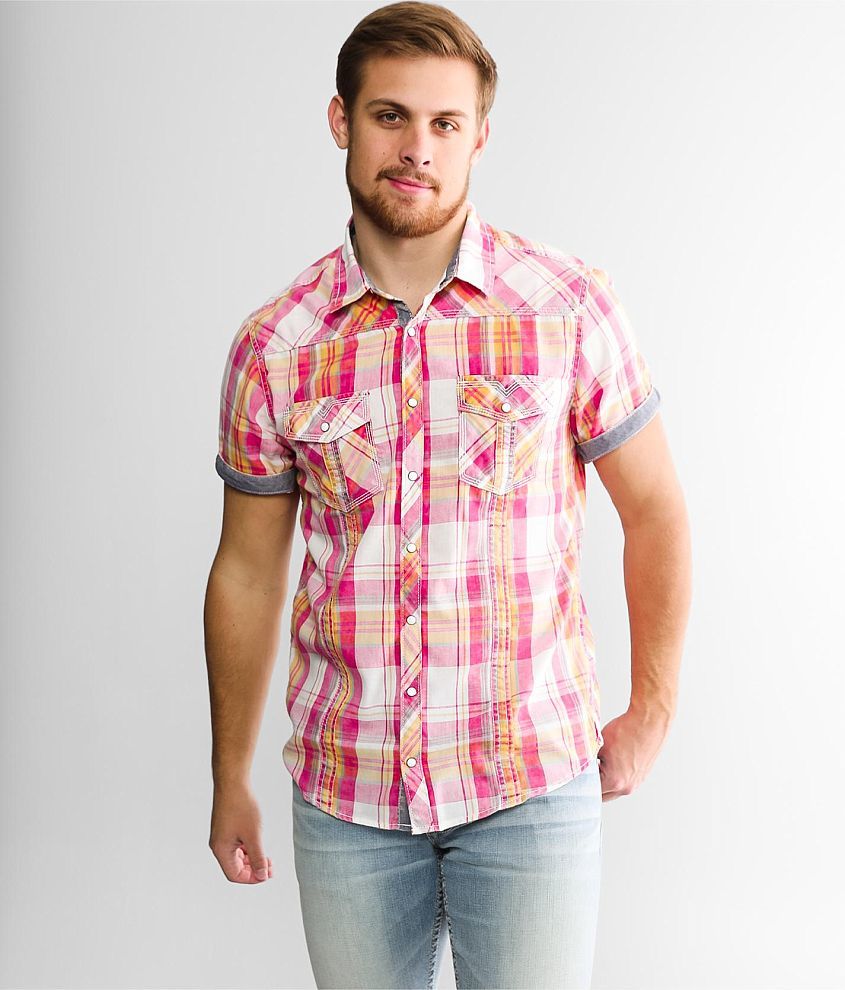 BKE Vintage Plaid Standard Shirt front view