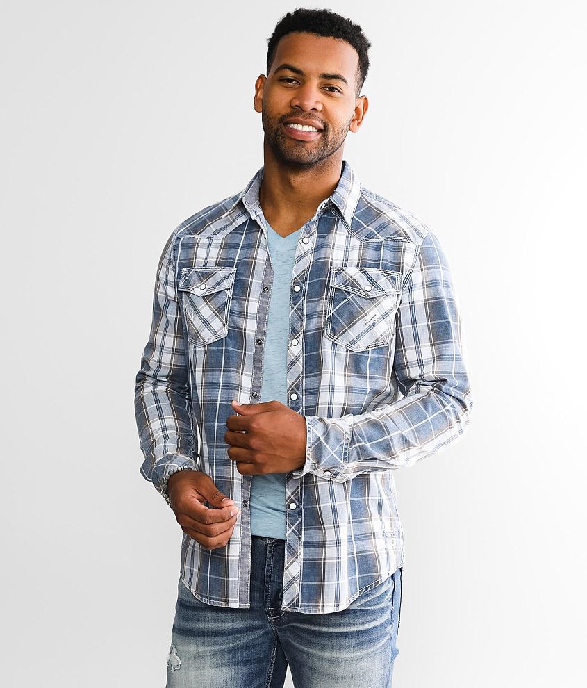 BKE Vintage Plaid Athletic Shirt front view