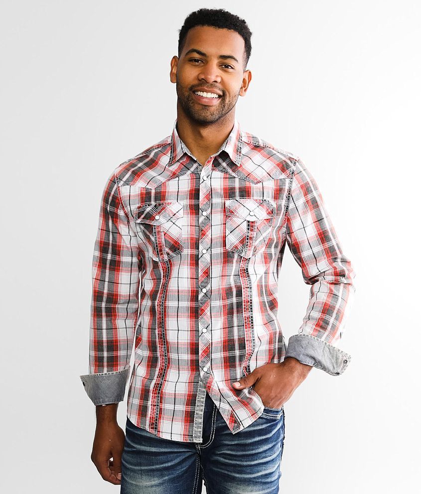 BKE Vintage Plaid Athletic Shirt front view