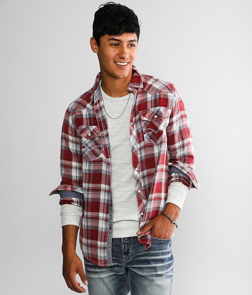 RED AND WHITE BRUSHED FLANNEL PLAID SHIRT, CHILD