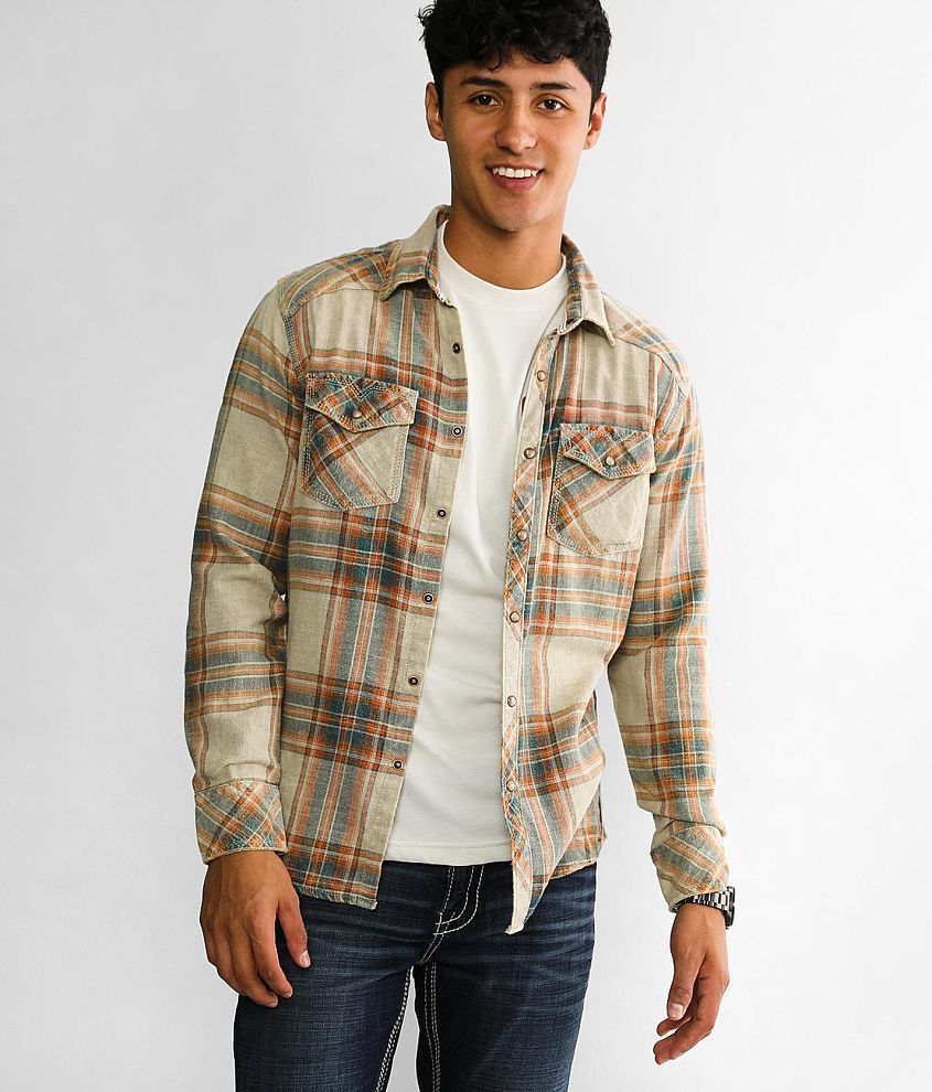 BKE Vintage Plaid Tailored Shirt front view