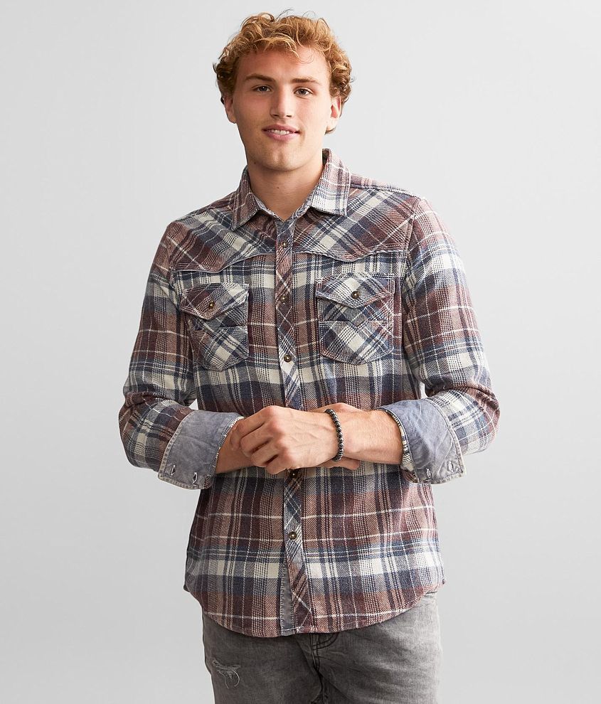 BKE Vintage Washed Flannel Standard Shirt front view