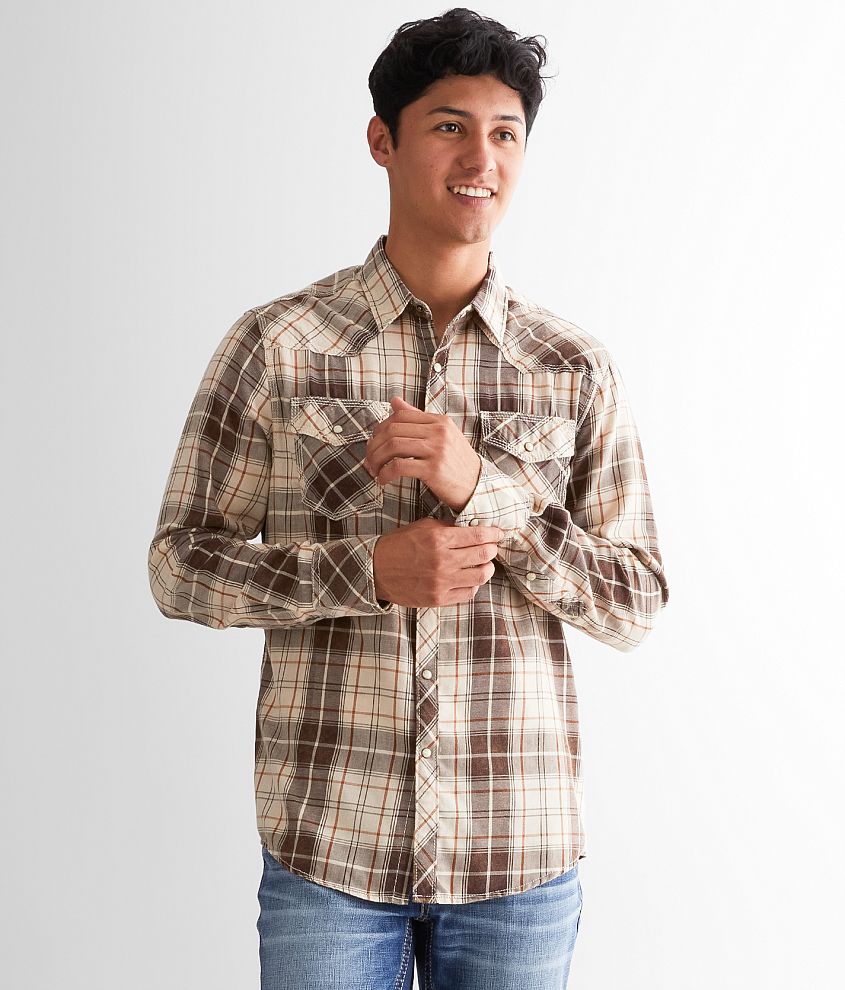 BKE Vintage Plaid Athletic Shirt front view