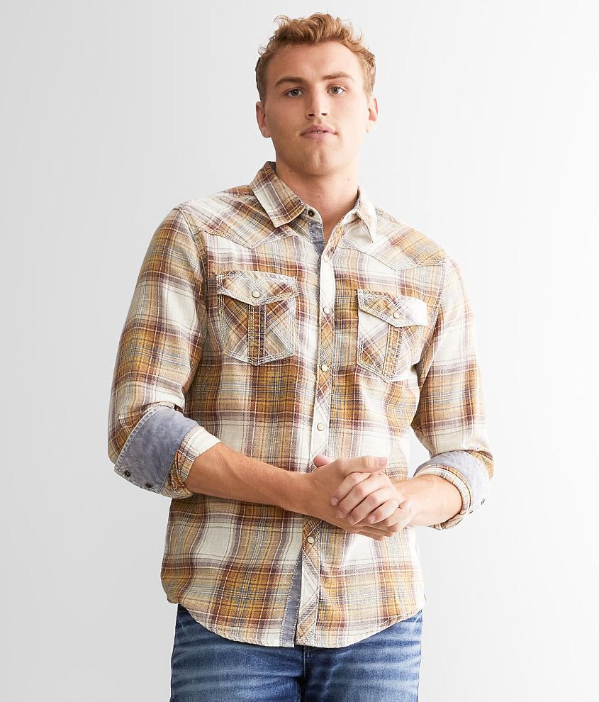 BKE Vintage Plaid Standard Shirt front view