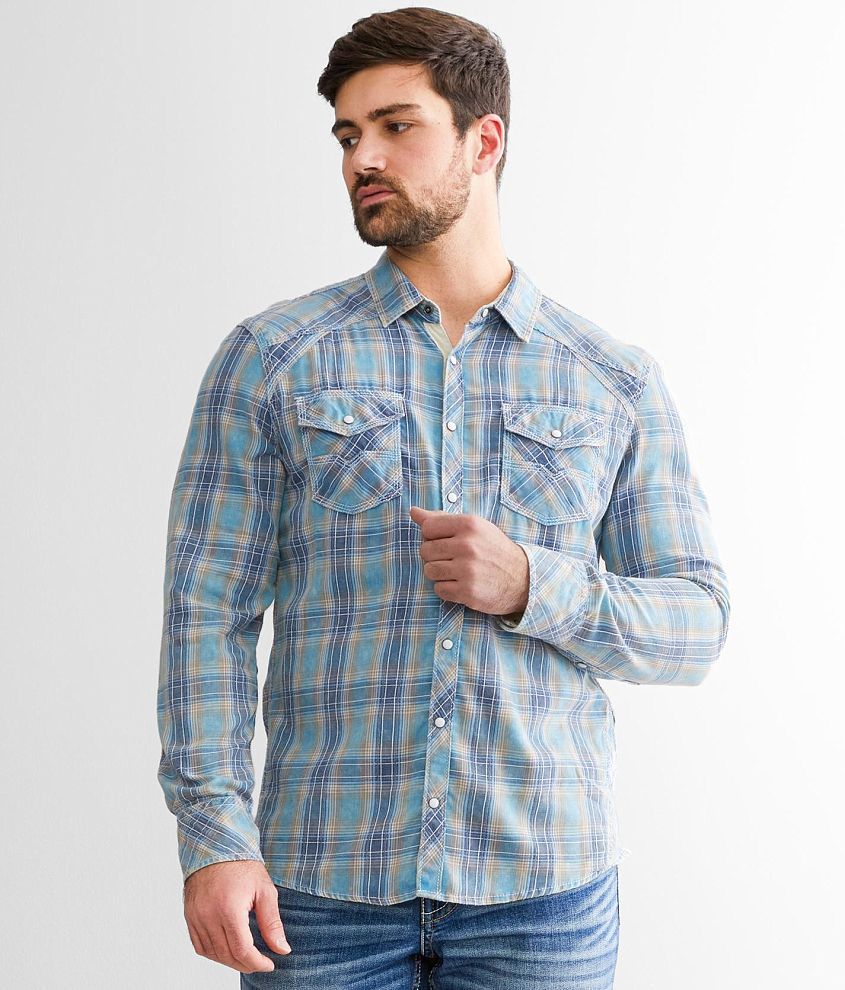 BKE Vintage Plaid Athletic Shirt front view