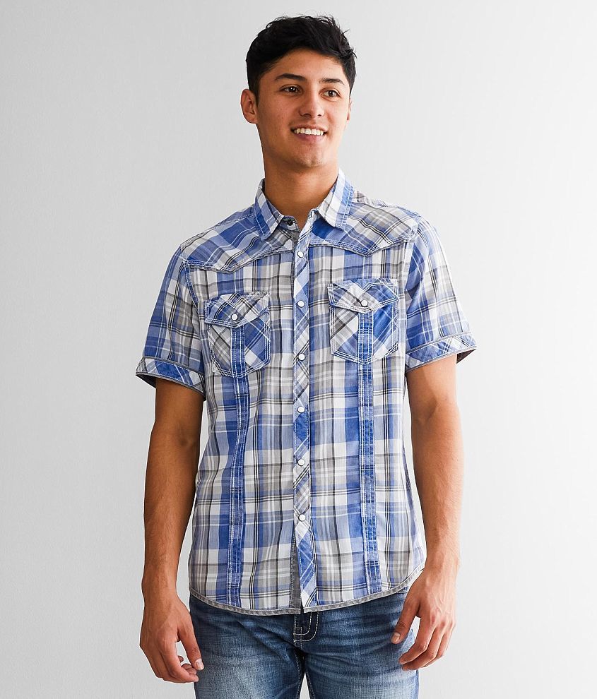 BKE Vintage Plaid Standard Shirt front view