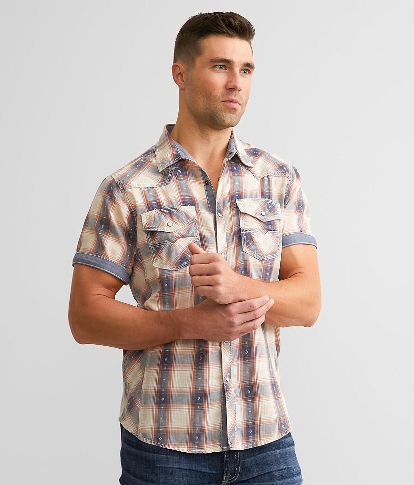 BKE Vintage Plaid Standard Shirt front view