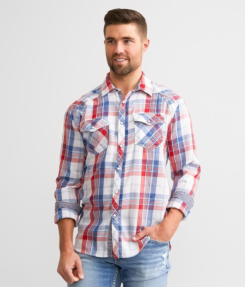 BKE Vintage Plaid Athletic Shirt front view