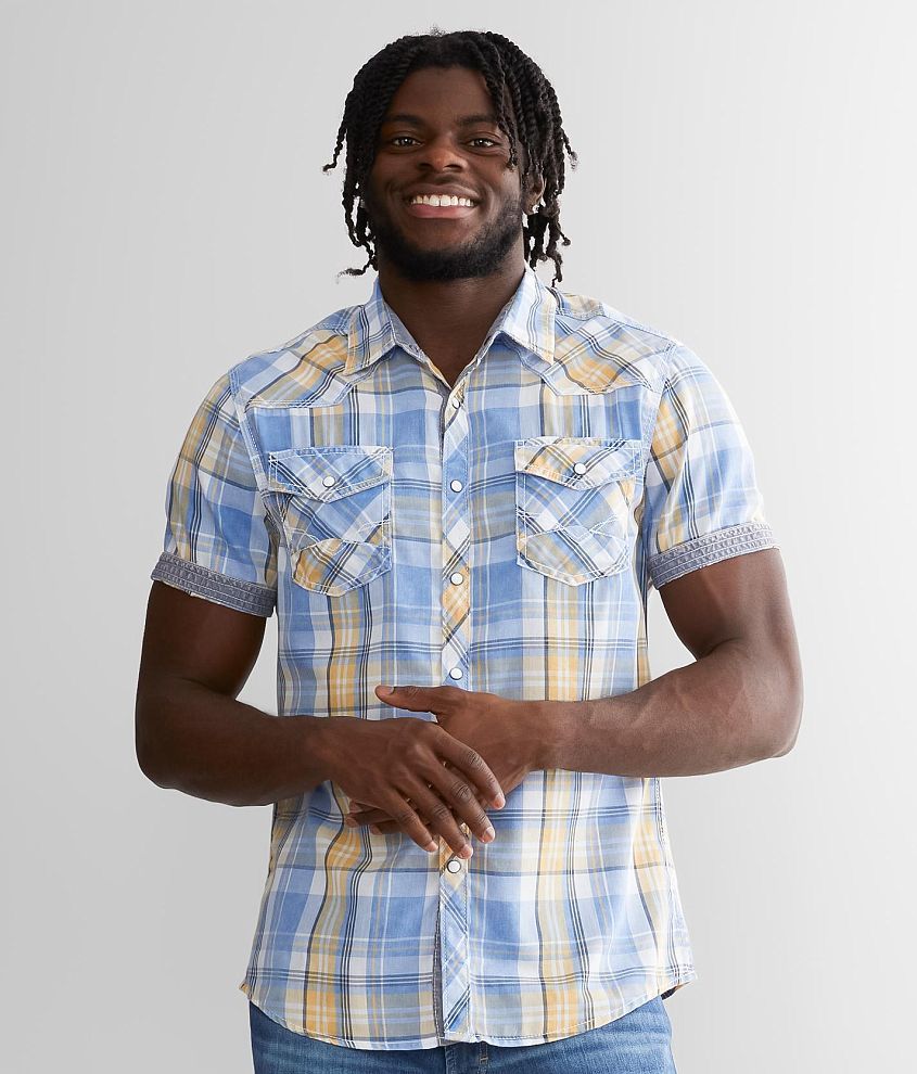 BKE Vintage Plaid Athletic Shirt front view