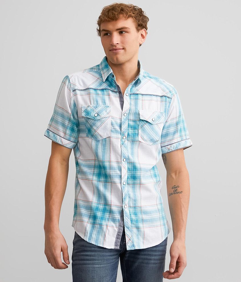 BKE Vintage Plaid Athletic Shirt front view