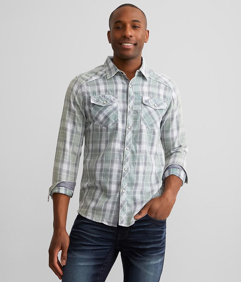 BKE Vintage Plaid Standard Shirt front view