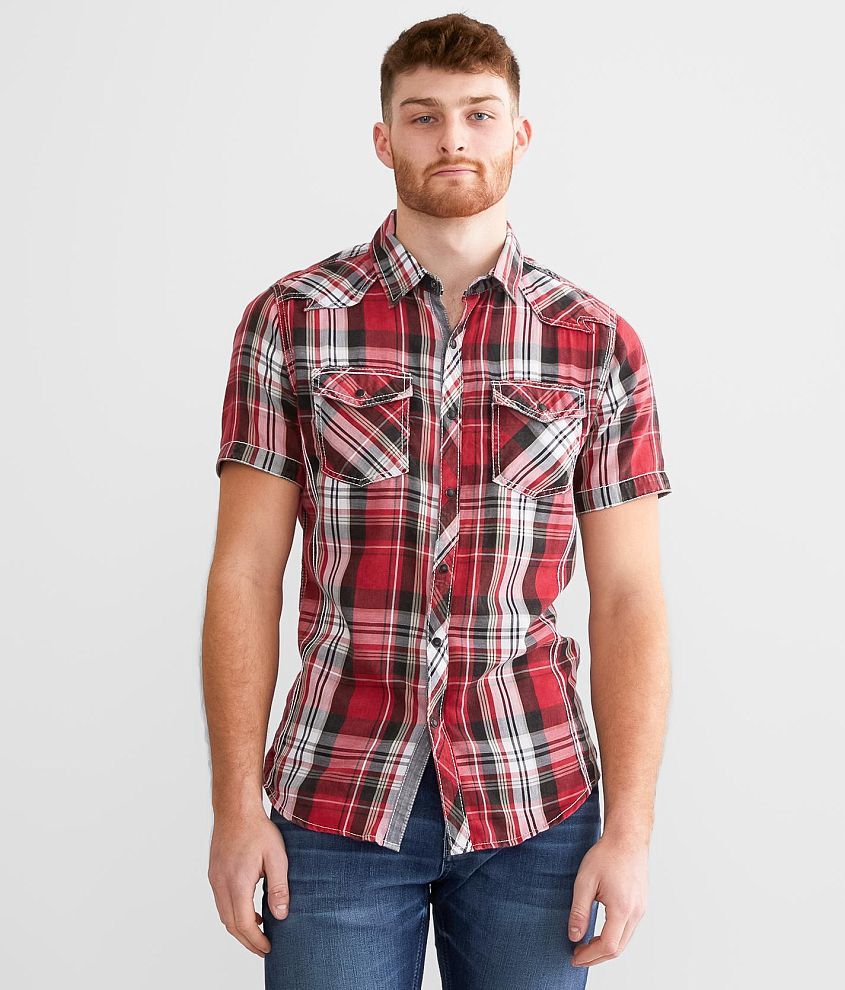 BKE Vintage Plaid Tailored Shirt front view