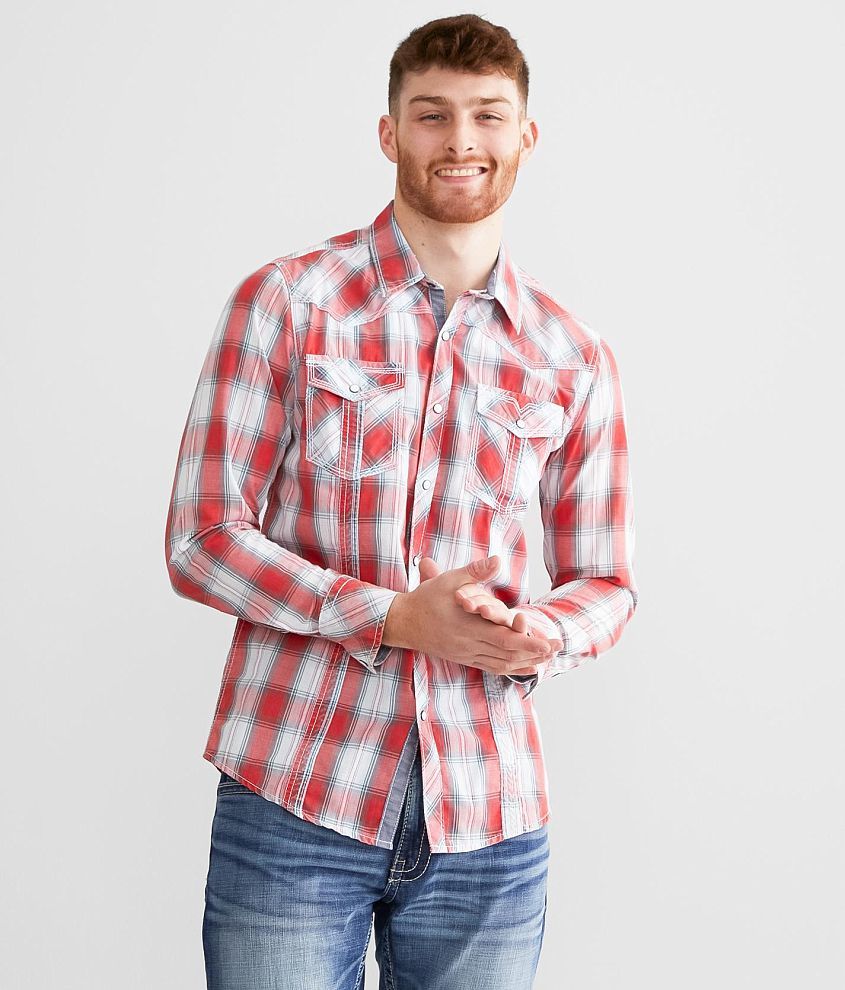 BKE Vintage Plaid Standard Shirt front view