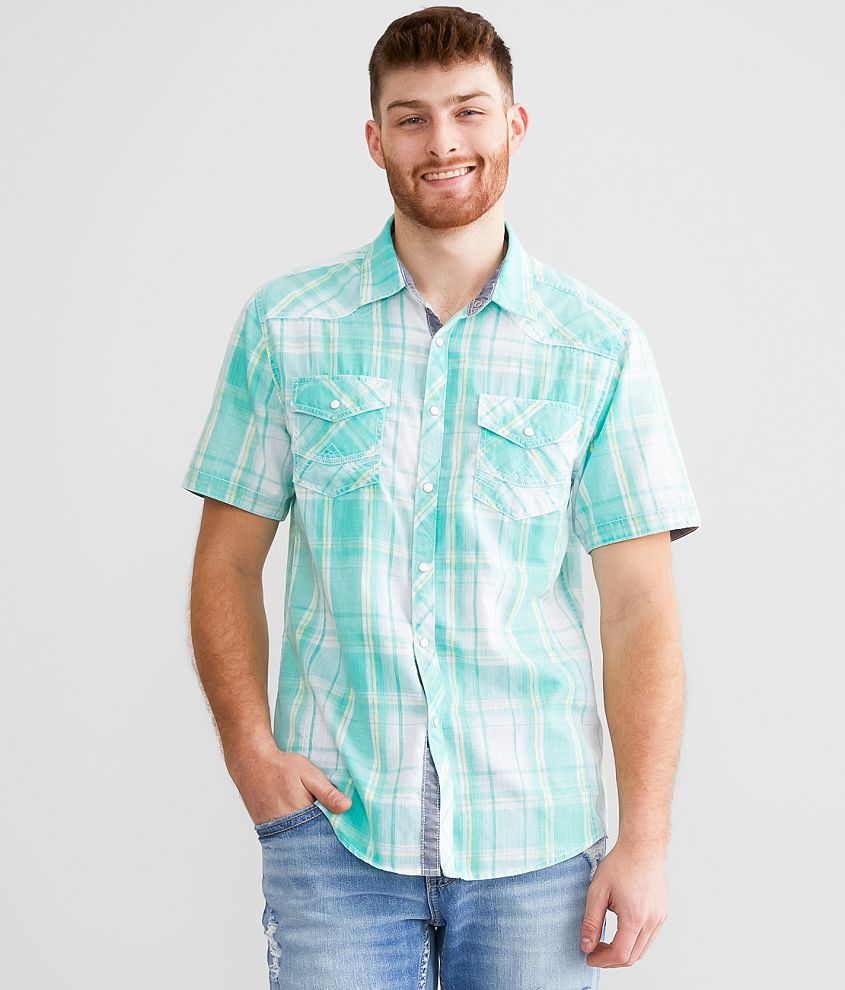 BKE Vintage Plaid Athletic Shirt front view